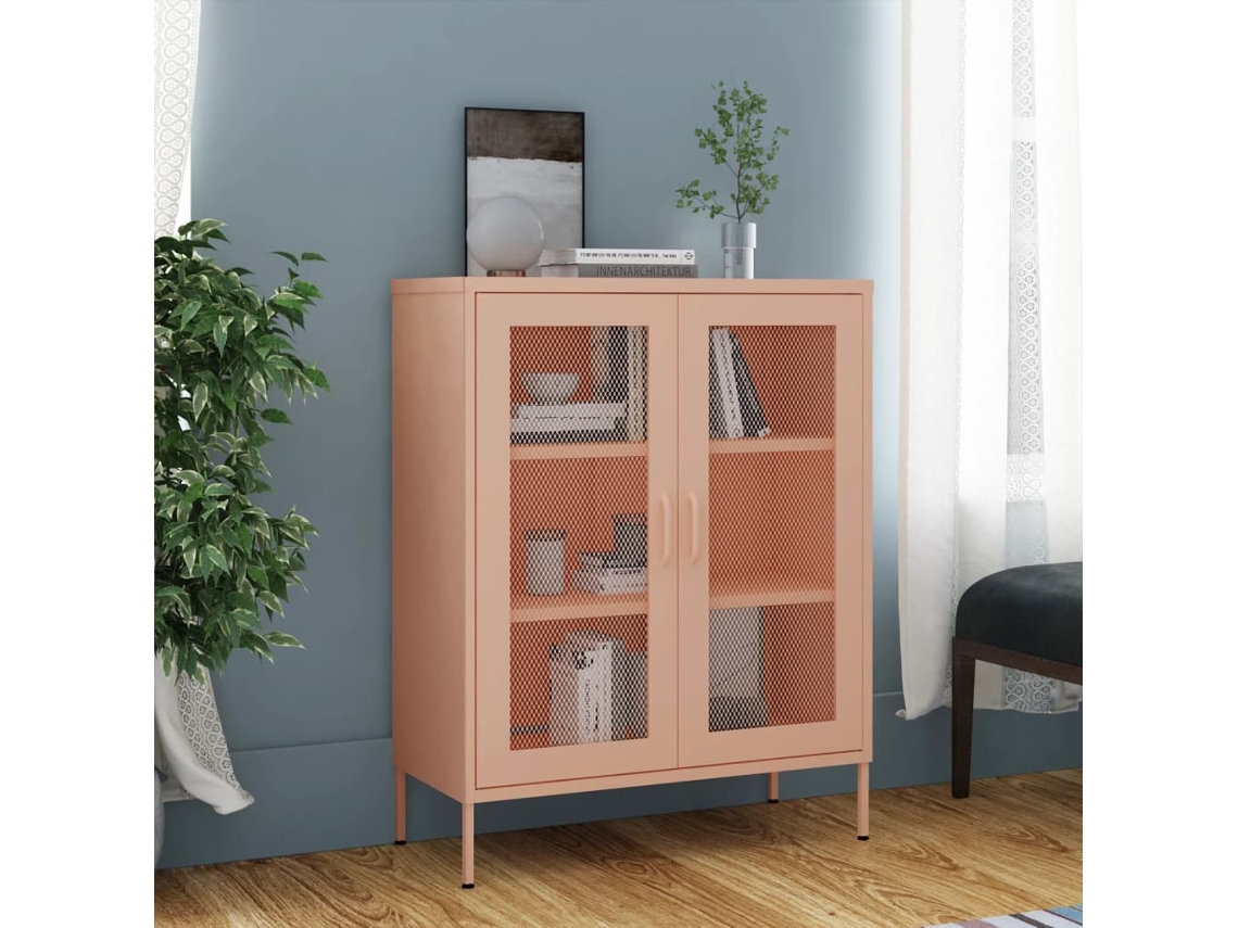 Vidaxl Armário De Arrumação Aço 80x35x101,5 Cm Rosa