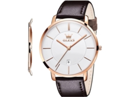 Lurelia Relógio Masculino, Modelo Sony-364, Movimento De Quartzo, Couro, Dourado, Castanho