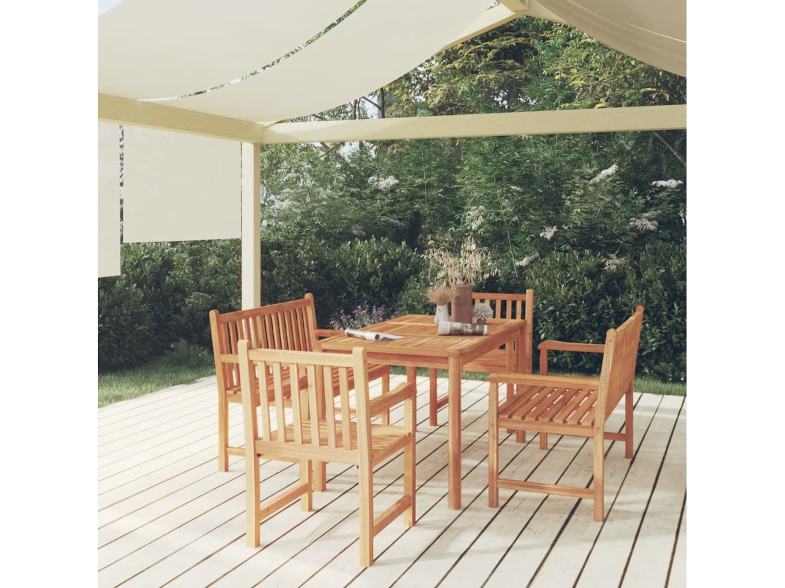 Vidaxl 5 Pcs Conjunto De Jantar P/ Jardim Madeira De Teca Maciça