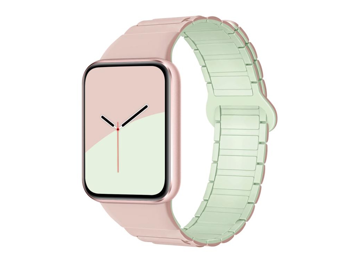 Bracelete para Redmi Watch 6 / 5 / Xiaomi Band 9 Pro / 8 Pro Silicone Magnético Rosa Oxford e Verde Menta Claro XIAOMOYU