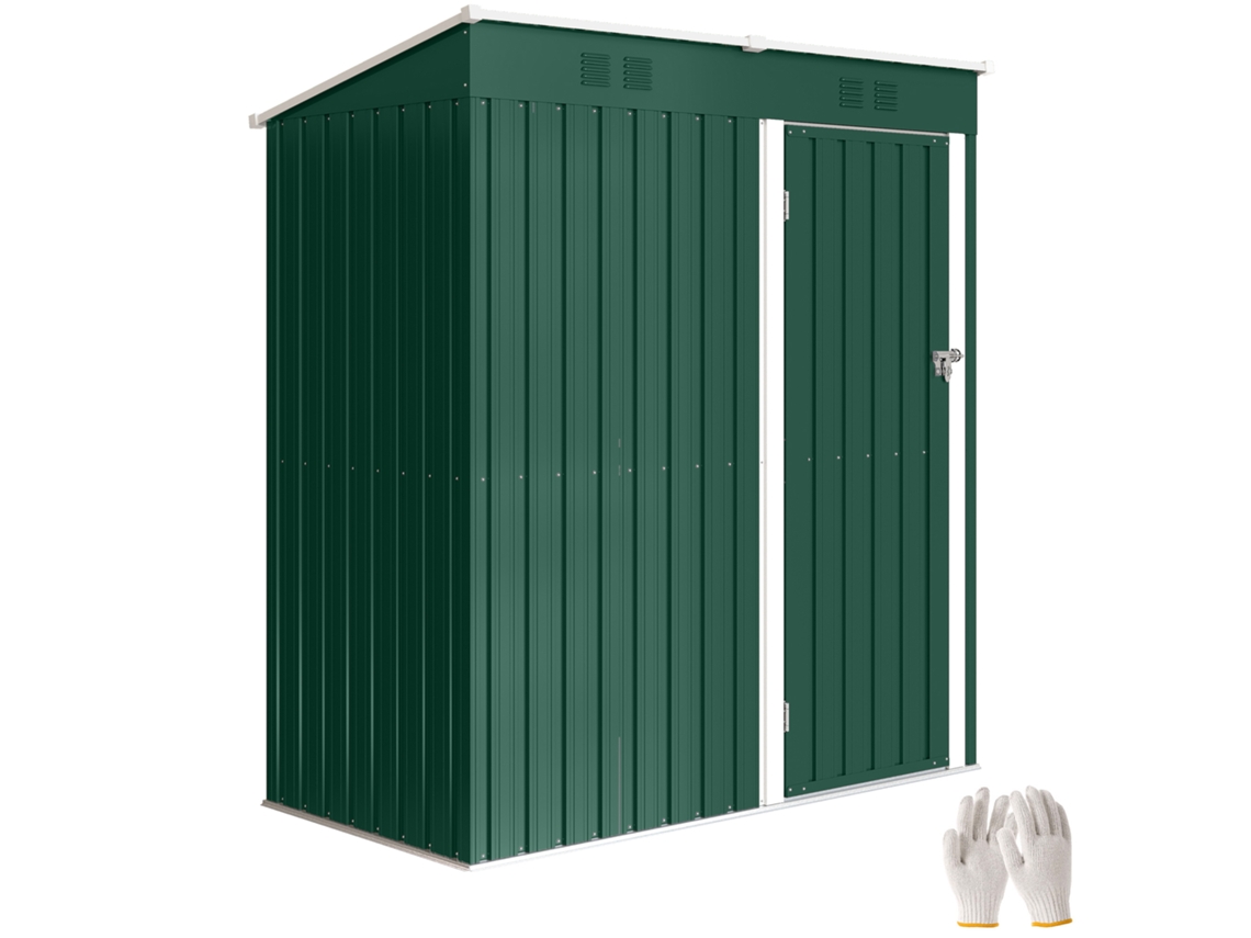 Abrigo De Jardim Aço Galvanizado Cor Verde 163x90x179 Cm Outsunny