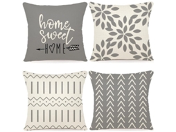Conjunto de 4 capas de almofada Nova Line decorativas, 50x50cm, linho, para sofá, cadeira, quarto, jardim | S/MARCA