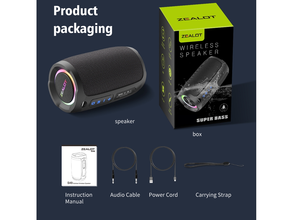 Caixa De Som Bluetooth S49 40w Ip67 Portátil