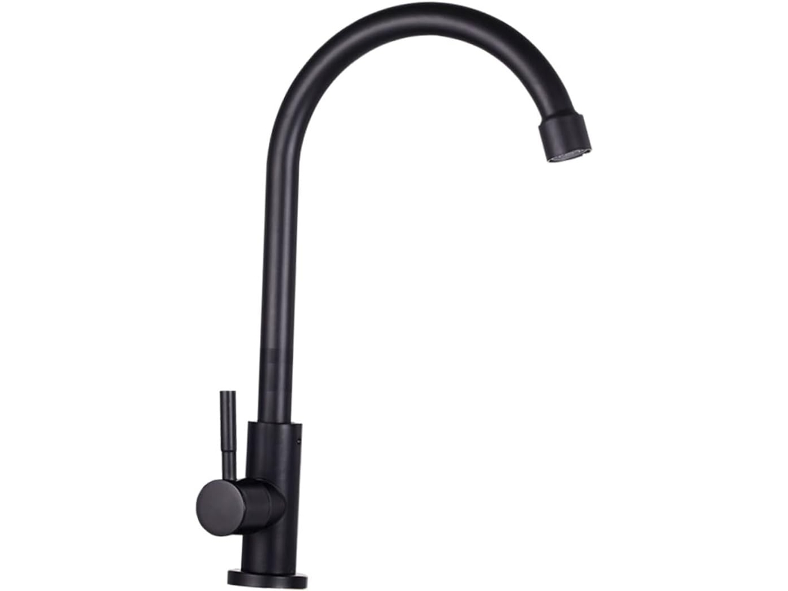 Torneira Giratória De Aço Para Pia De Cozinha, Preta, Prática E Resistente. Ideal Para Banheiro.