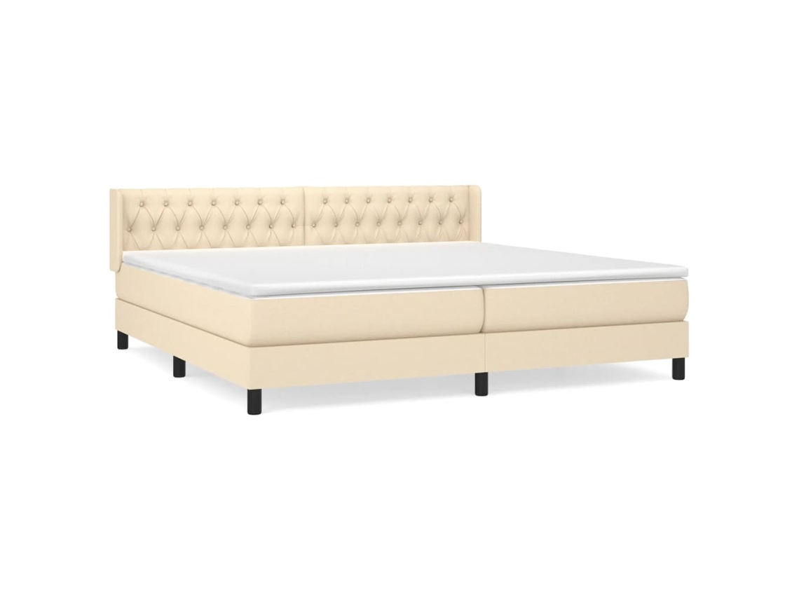 Cama com Molas/colchão 200x200 Cm Tecido Cor Creme MAISON EXCLUSIVE