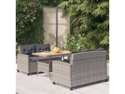 Pcs Conjunto Jantar P/ Jardim C/ Almofadões Vime Pe Cinzento Dkd Home Decor