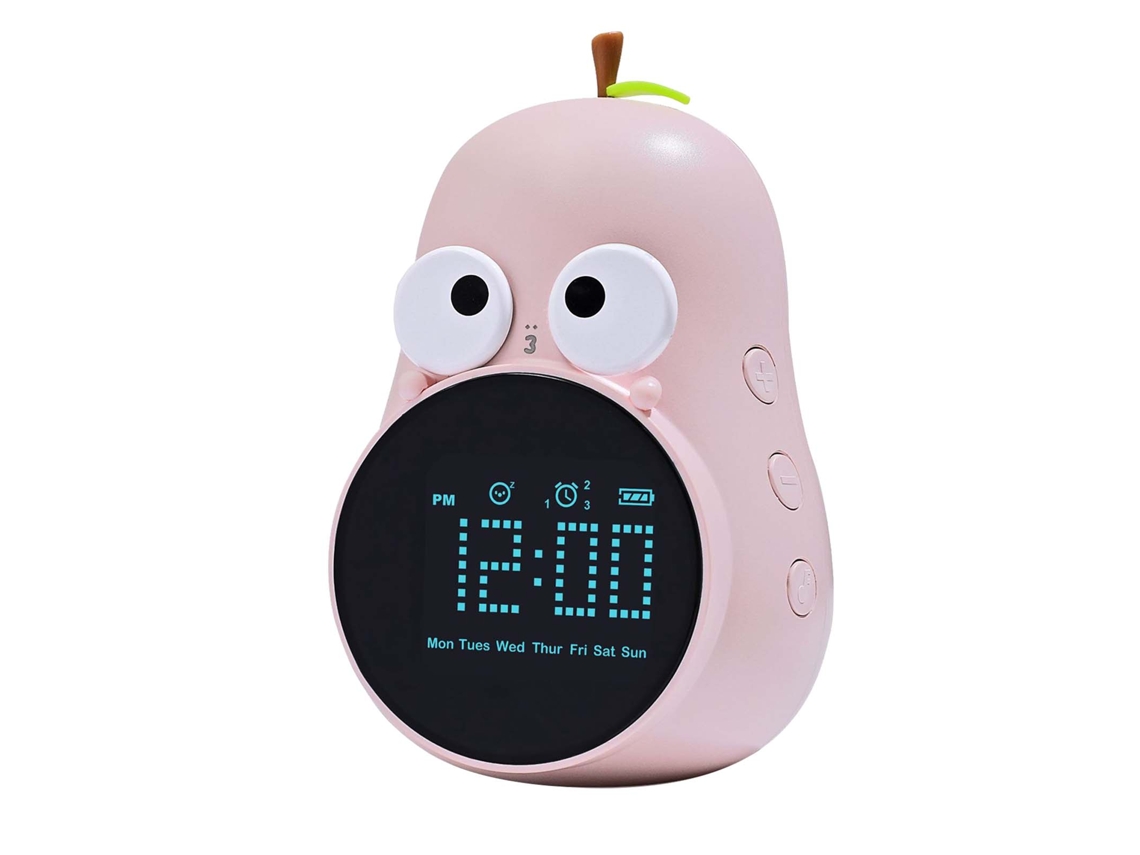 Despertador infantil Baok-reloj Pear Cartoon Cute, recarregável, versão regular, cor fúcsia (inglês).