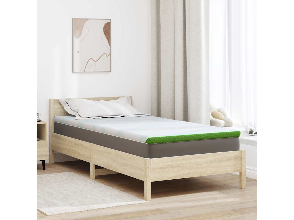 Vidaxl Topper De Colchão Branco E Verde 90 X 190 Cm Tecido Jacquard