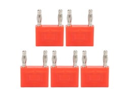 Conjunto De 5 Conectores Banana Duplos Em Cobre Niquelado Para Cabo Alto, Falante(vermelho)