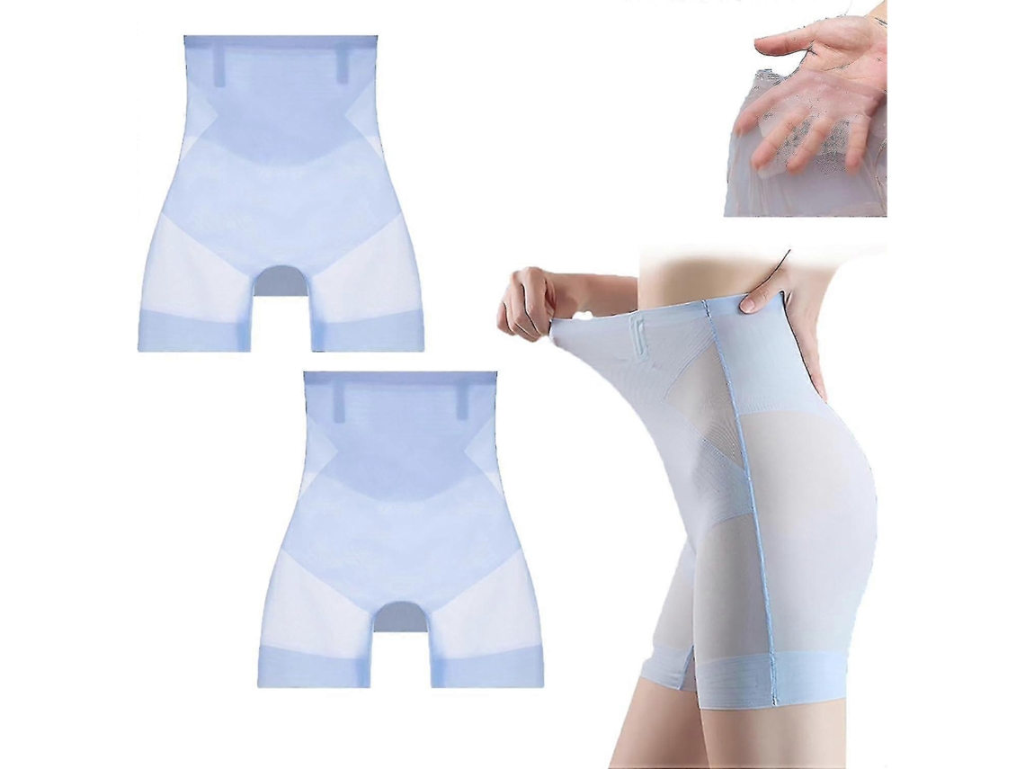 2pcs Shapewear Ultra Fina Controle Barriga Elevação Quadril Calcinha Alta Seda Gelo Invisível
