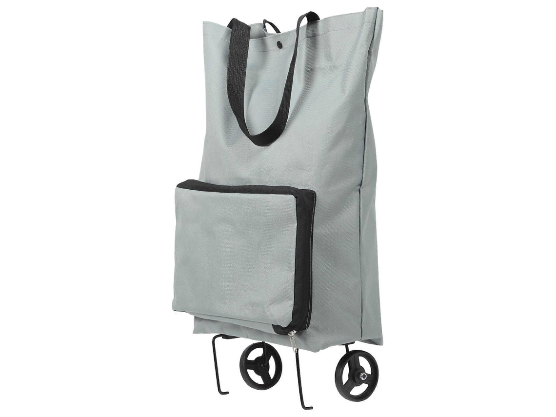 Sacola de Compras com Rodinhas, Dobrável, para Viagens e Uso Diário, 48,00 X 28,00 X 18,00 Cm, em Pvc Cinza, Pacote com 1 Unidade. GOKOCO