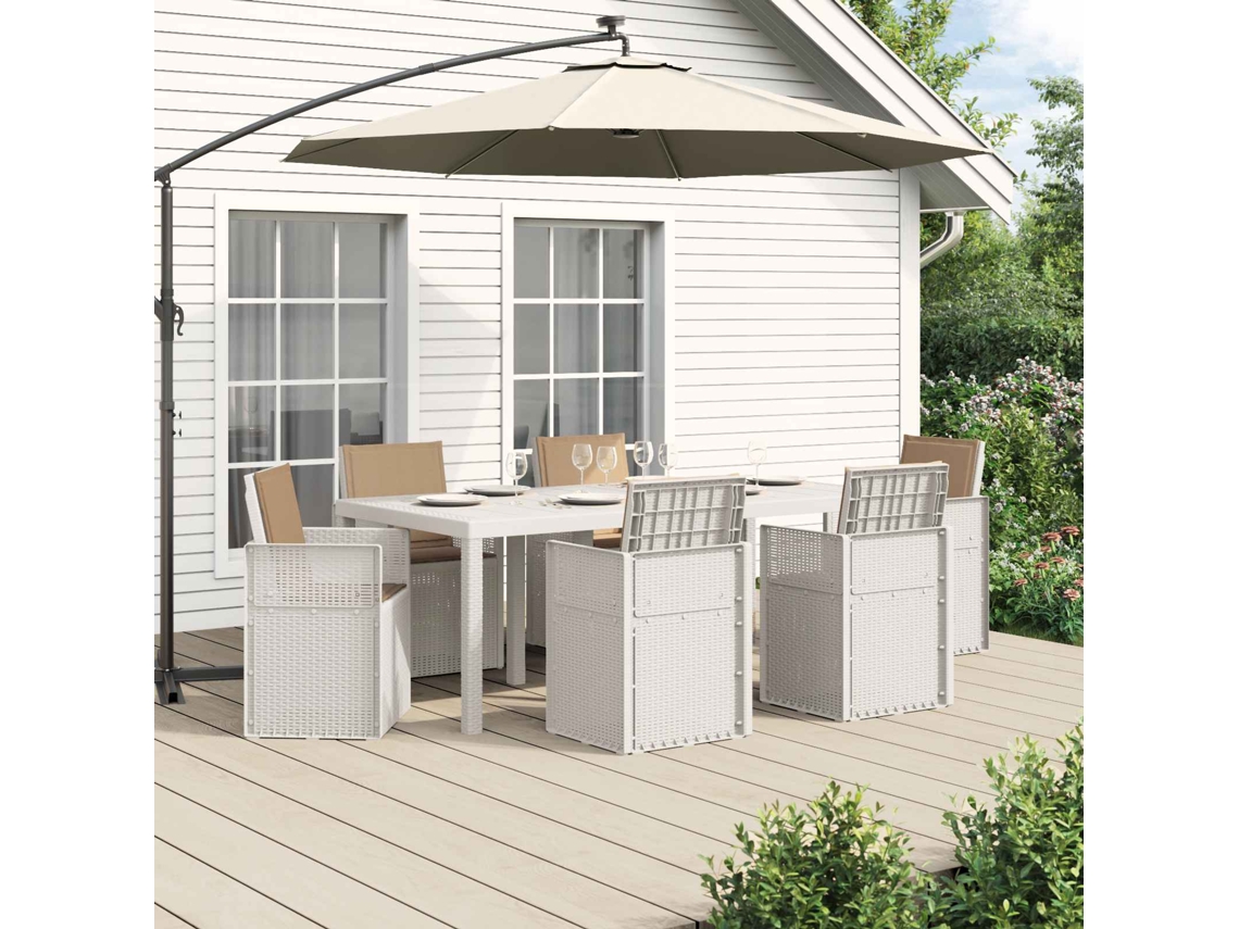 Vidaxl Conjunto De Jantar Para Jardim Com Almofada 7 Pcs Pp