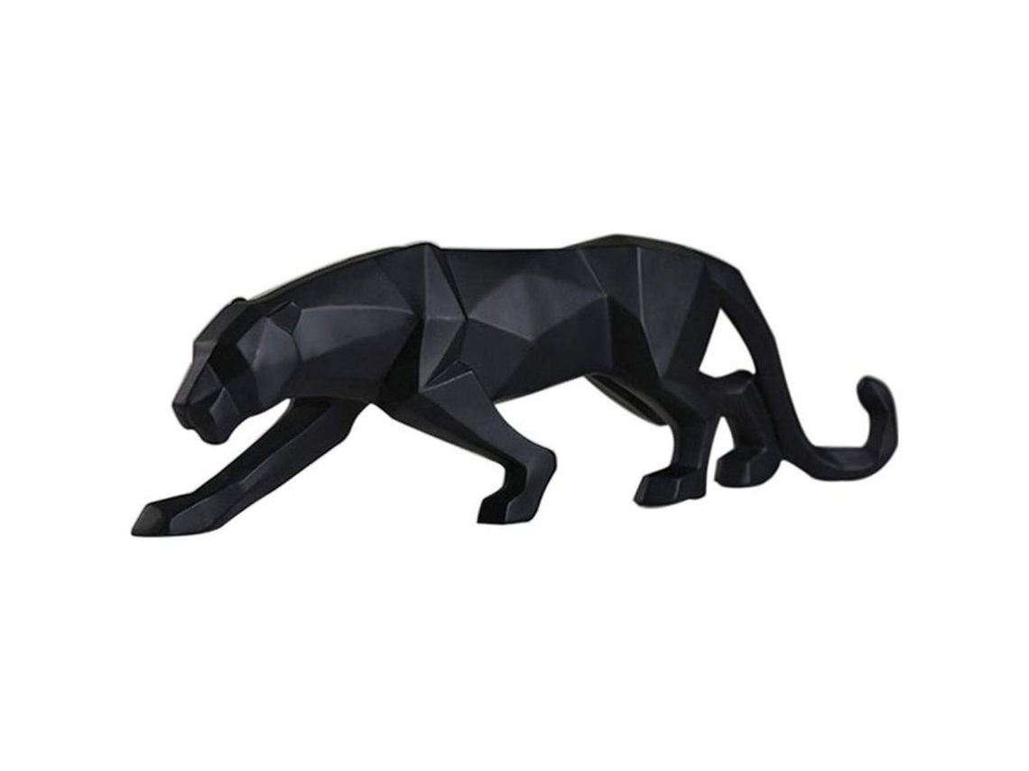 2026 ornamento Escultura Pantera, Estatua Leopardo Resina Geométrica Moderna Decoración Hogar Librería Tienda Negro Pequeño 25cm