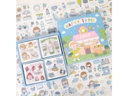 100 Adesivos Para Cadernos Padrões Comicos Bonitos Adesivos Diy Em Caixa Para Scrapbooking Azul