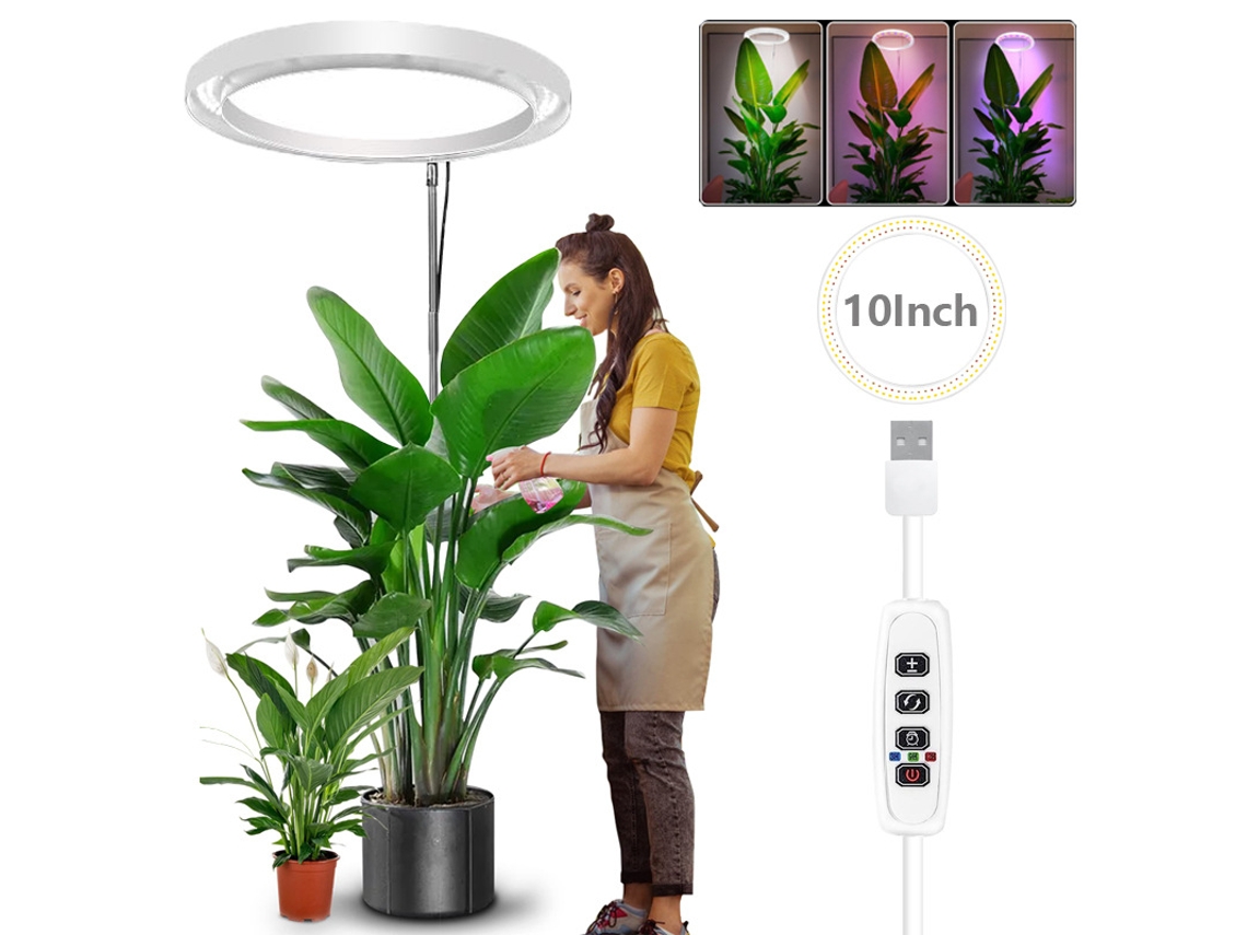 Luminária De Cultivo Usb De Espectro Total De 10 Polegadas Com Braço Ajustável, Branca.
