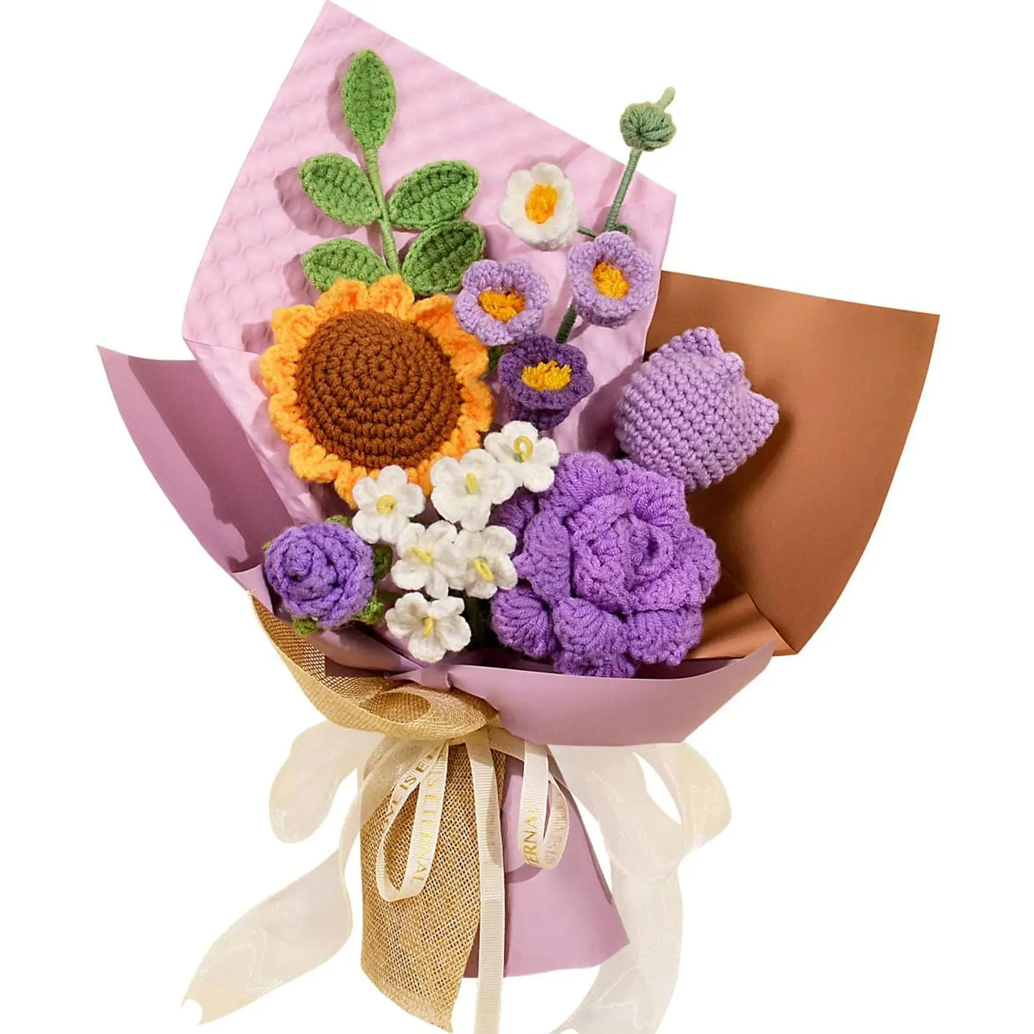 (roxo) Buquê Roxo Feito À Mão Em Crochê, Buquê Tricotado, O Presente Perfeito.