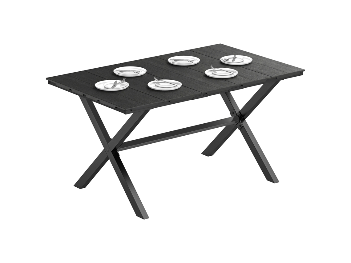 Mesa de Jantar para Jardim, 150x90x74cm, Preto BTFORUS