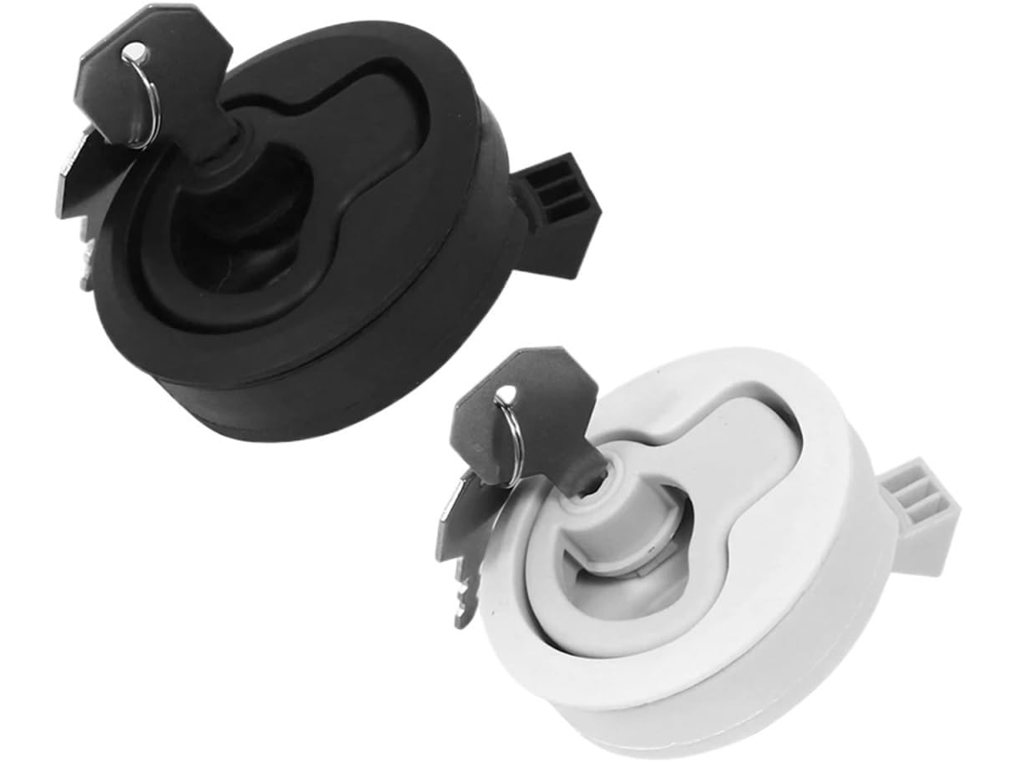 Trava De Encaixe Embutido 2 Polegadas Em Nylon Branco Preto Com Chave, Acessórios Para Barcos, 1 Peça Branca