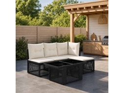 Vidaxl Conjunto De Sofá De Jardim 5 Unid. Preto Vime Pe