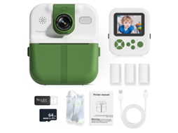Câmera Infantil de Presente 2026 Verde Menta Cartão de 64gb + Leitor de Cartões YUNZII (com Lente Giratória Controlada por Aplicativo)