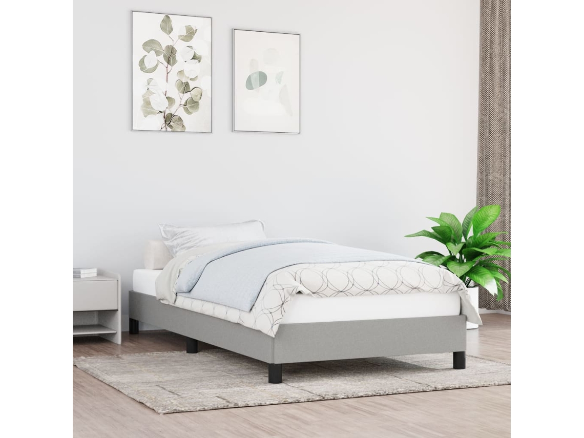 Vidaxl Estrutura de Cama Sem Colchão 100x200 Cm Tecido Cinzento claro