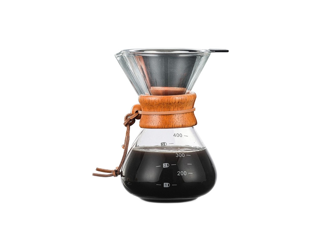 Cafeteira De Vidro Borossilicato Para Café Coado, Filtro Em Aço Inoxidável