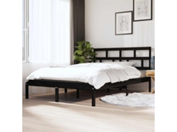 Vidaxl Estrutura De Cama 140x190 Cm Madeira De Pinho Maciça Preto