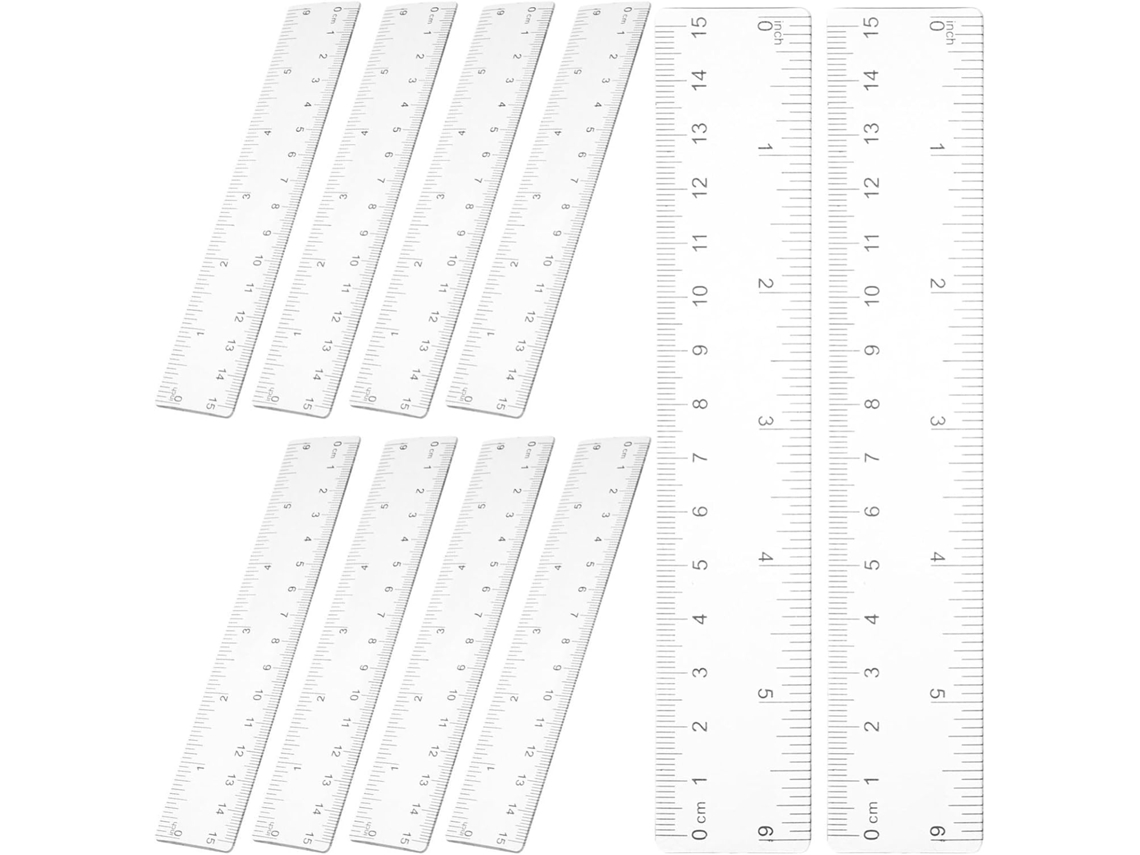 Conjunto De 10 Réguas Transparentes Plástico Abs Com Dupla Unidade Medida E Marcações Nítidas Para Uso Em Escritório