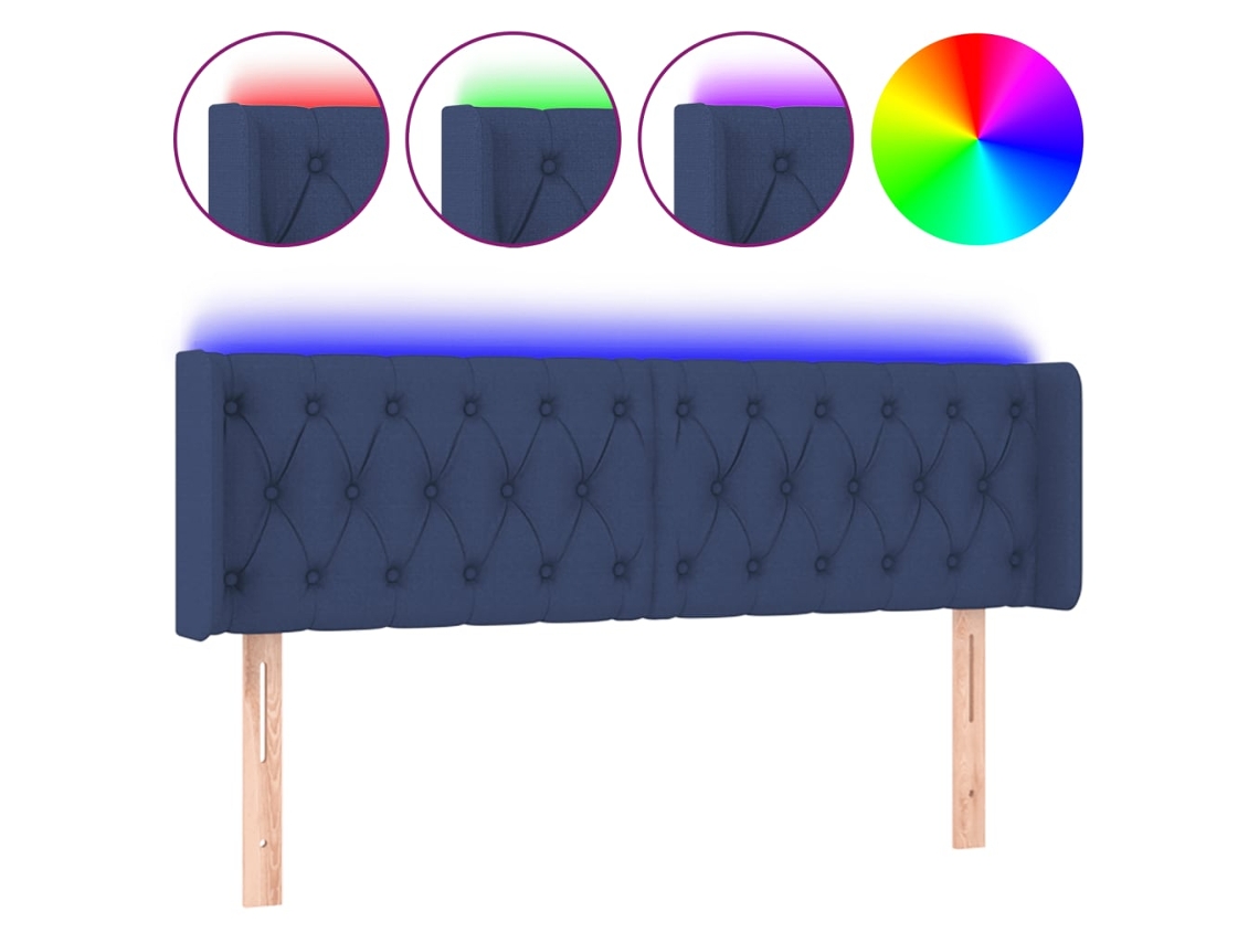 Led Headboard, Led Headboards Vidaxl Azul Tecido (163 X 16 X 78/88 Cm)