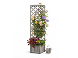 Jardineira De Madeira Cinza 180 Cm Com Treliça