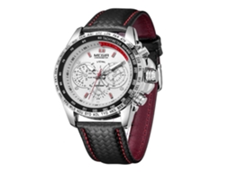 Reloj De Pulsera Hombre Megir De Aleación Con Dial Redondo Luminoso Cuero Negro