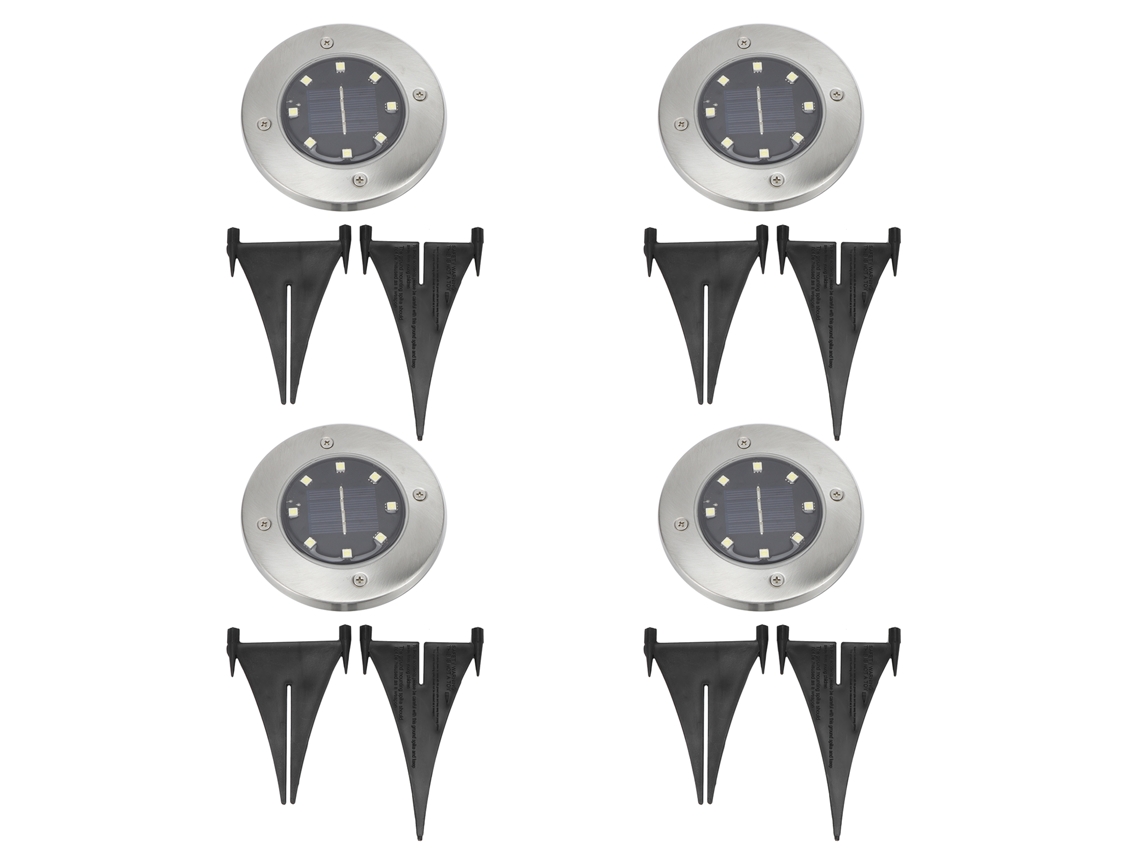 4pcs Lâmpada Enterrada Solar 8led Ip65 Jardim Caminho Gramado S/MARCA