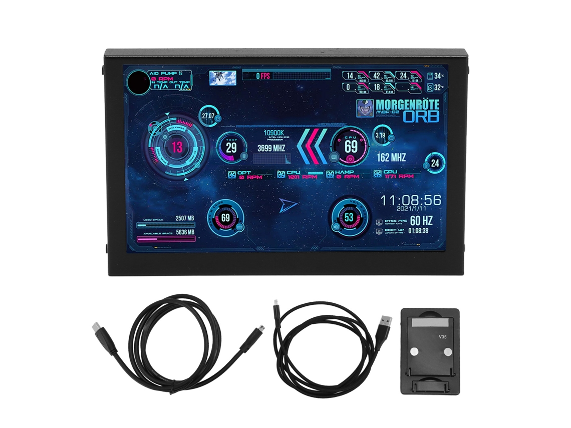 Monitor de Temperatura do Computador EOOCOO com exibição dinâmica do chassi, monitoramento de cpu, ram, hdd, display hdmi de 5 polegadas