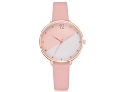 Relógio Feminino Disu Estilo Casual Pulseira de Pu Analógico Quartzo Rosa