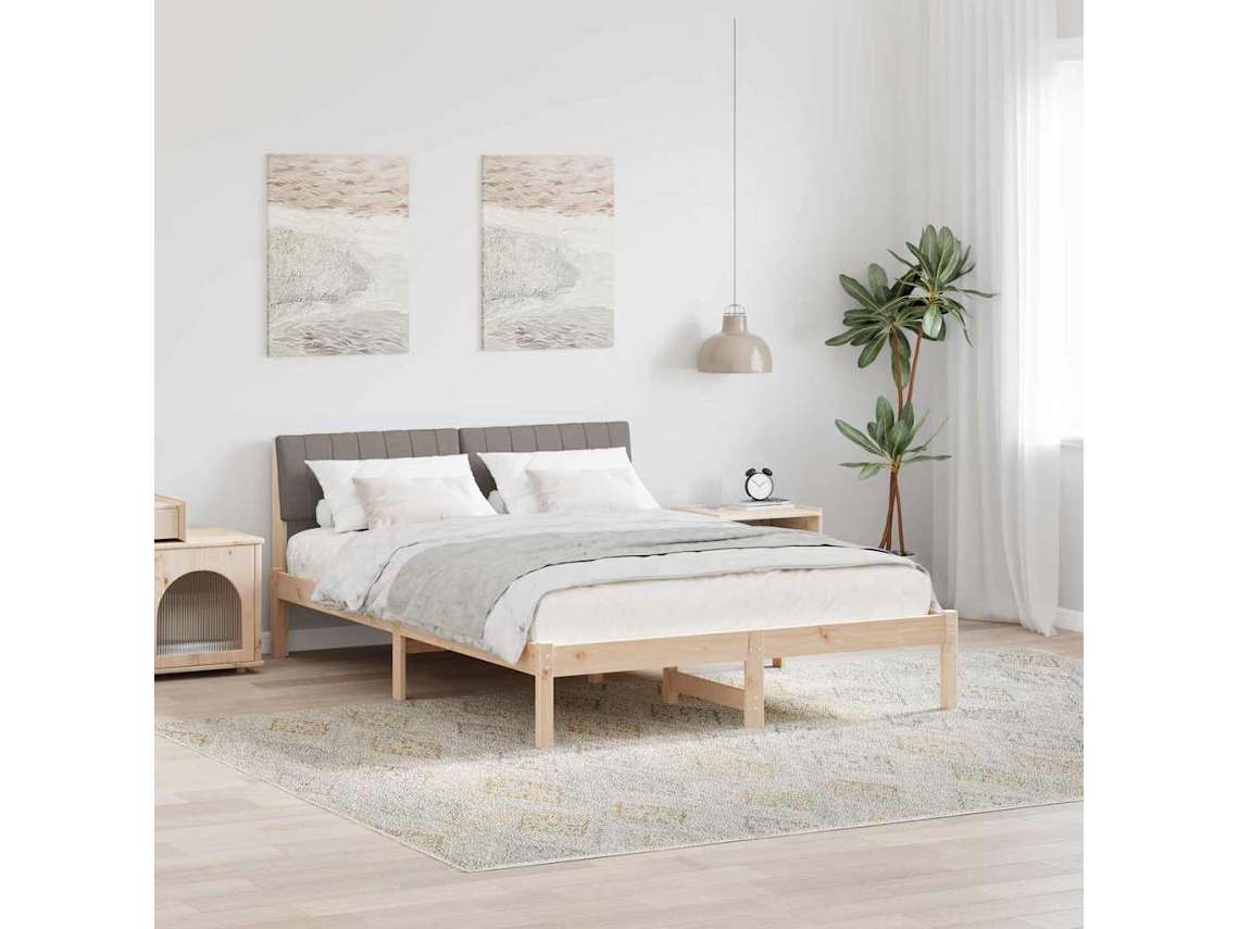 Vidaxl Estrutura Da Cama Com Cabeceira Marrom E Taupe 135 X 190 Cm