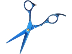 Tesoura De Cabeleireiro Com Superfície Lisa Em Aço Inoxidável Azul Para Corte De Cabelo.