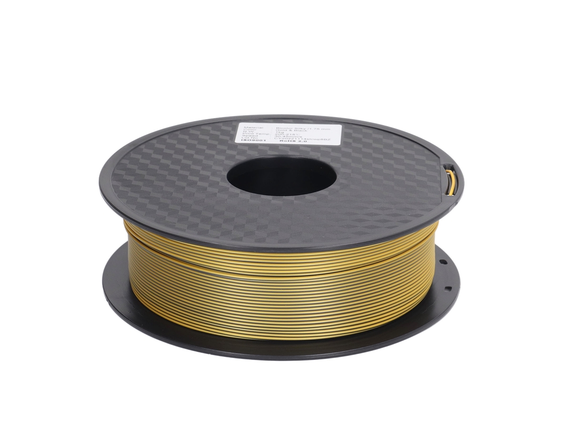 Filamento PLA de Seda 1.75mm Ouro e Preto