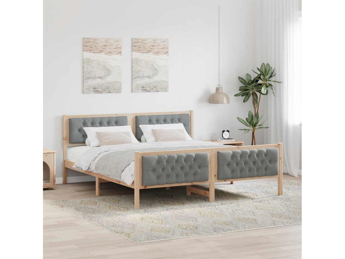Vidaxl Estrutura Da Cama Com Cabeceira Cinzento-claro 160 X 200 Cm