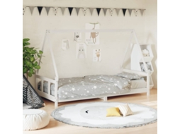 Vidaxl Estrutura De Cama Infantil 90x190 Cm Pinho Maciço Branco