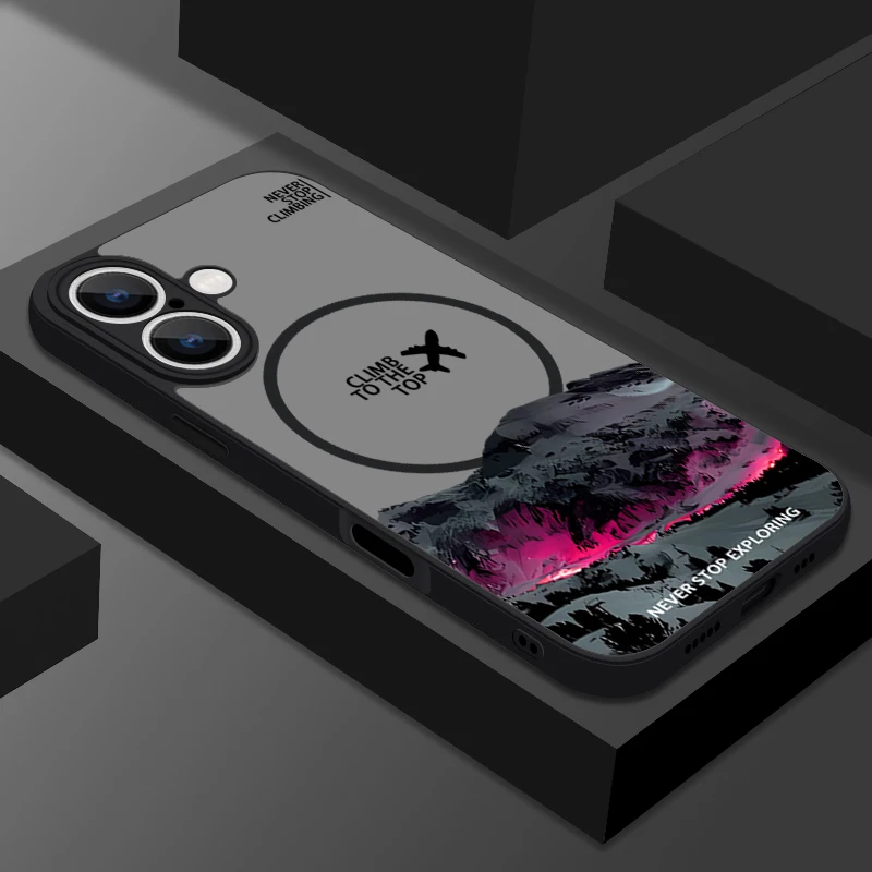 (a804) Capa Magnética Para Iphone 17 Pro Com Estampa De Avião E Pontos Turísticos