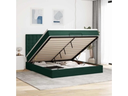 Vidaxl Estrutura De Cama Otomana Com Colchão Verde Escuro Veludo