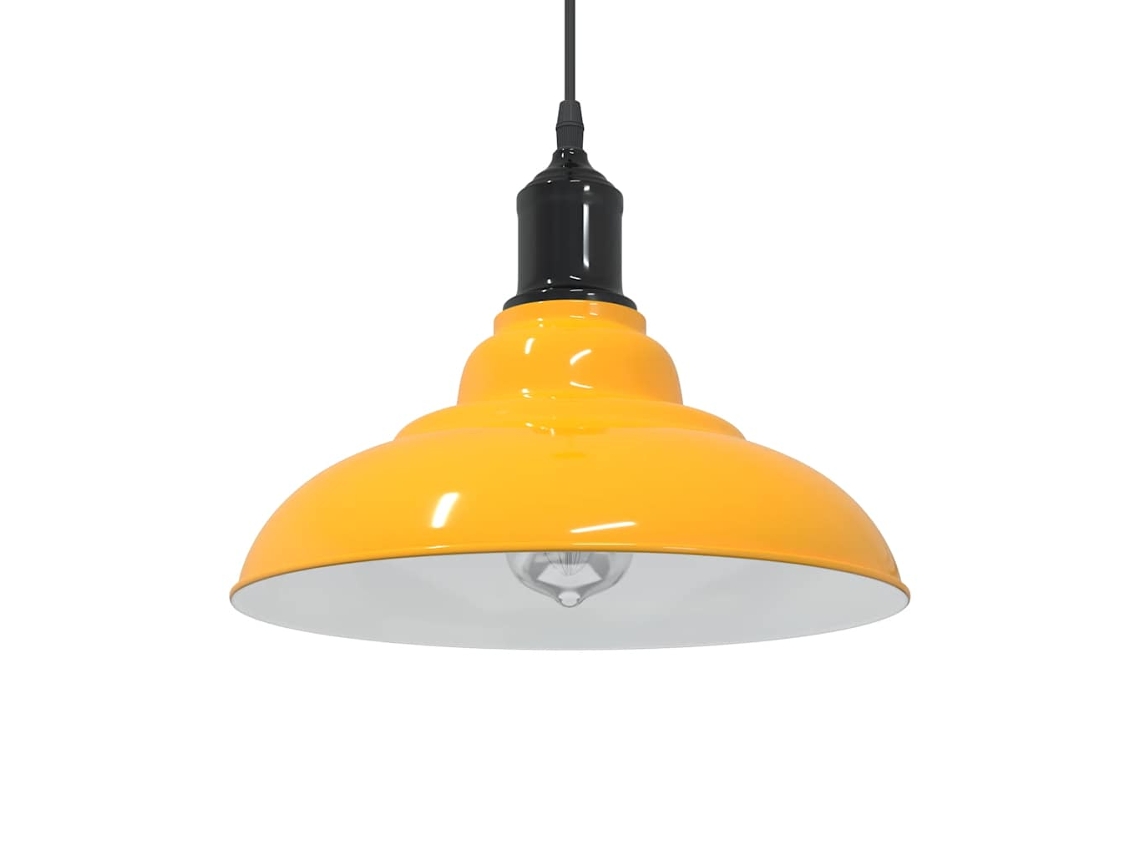 Vidaxl Candeeiro Suspenso Regulável Altura E27 Amarelo Brilhante Ø31cm