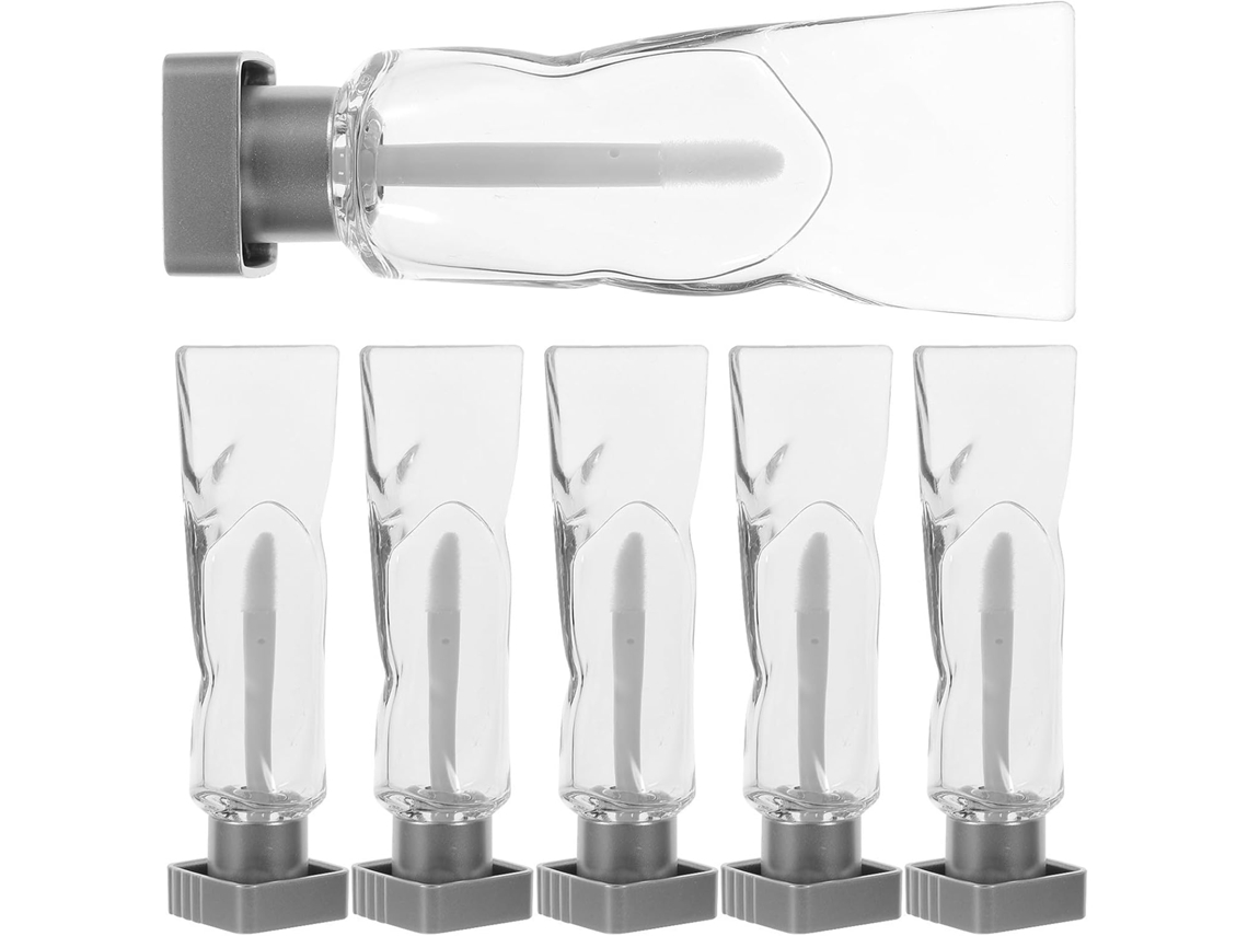 Conjunto de 8 tubos plásticos vazios de 4ml para brilho labial, recipientes portáteis para brilho labial.