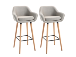 Conjunto 2 Banquetas Bar Linho Almofadas Faia Bege