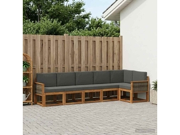 Vidaxl Conjunto De Sofás Para Exterior 6 Unid. Natural E Antracite