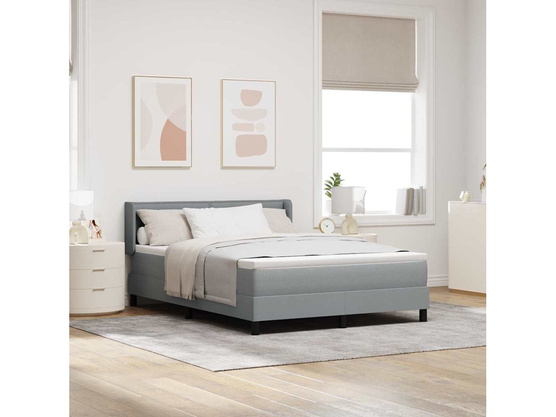 Vidaxl Cama Box Com Cabeceira Cinzento-claro 200 X 160 Cm Tecido