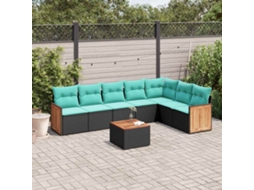 Vidaxl Conjunto De Sofá De Jardim Com 8 Peças E Almofadas Em Rattan Sintético Preto