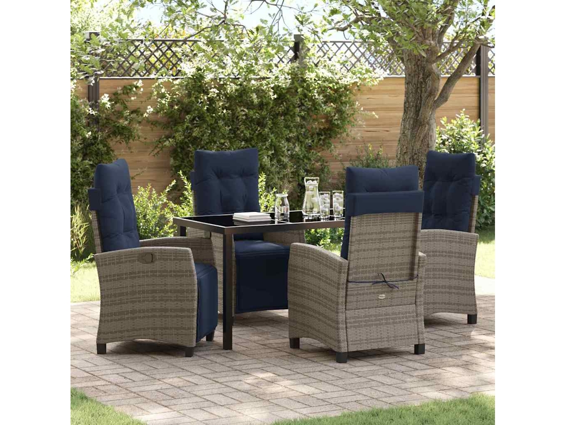 Vidaxl Conjunto De Jantar Para Jardim 5 Unid. Cinzeto Vime Pe