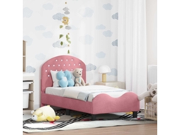 Vidaxl Estrutura De Cama Para Criança Com Cabeceira Rosa 70 X 140 Cm