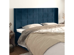Vidaxl Cabeceira Cama C/ Abas Veludo 183x16x118/128 Cm Azul-escuro